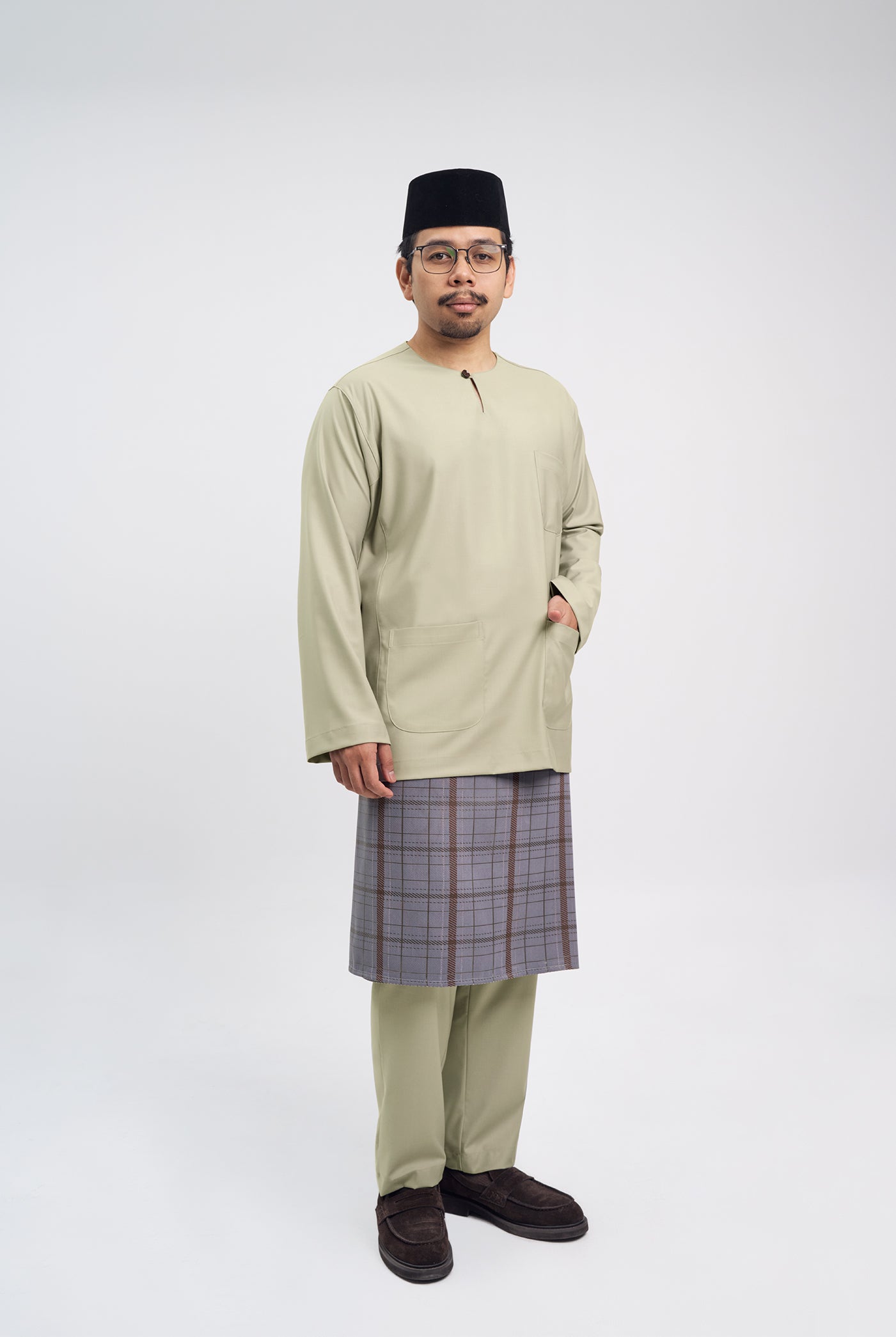 Patawali Classic Fit Baju Melayu Teluk Belanga - Light Khaki