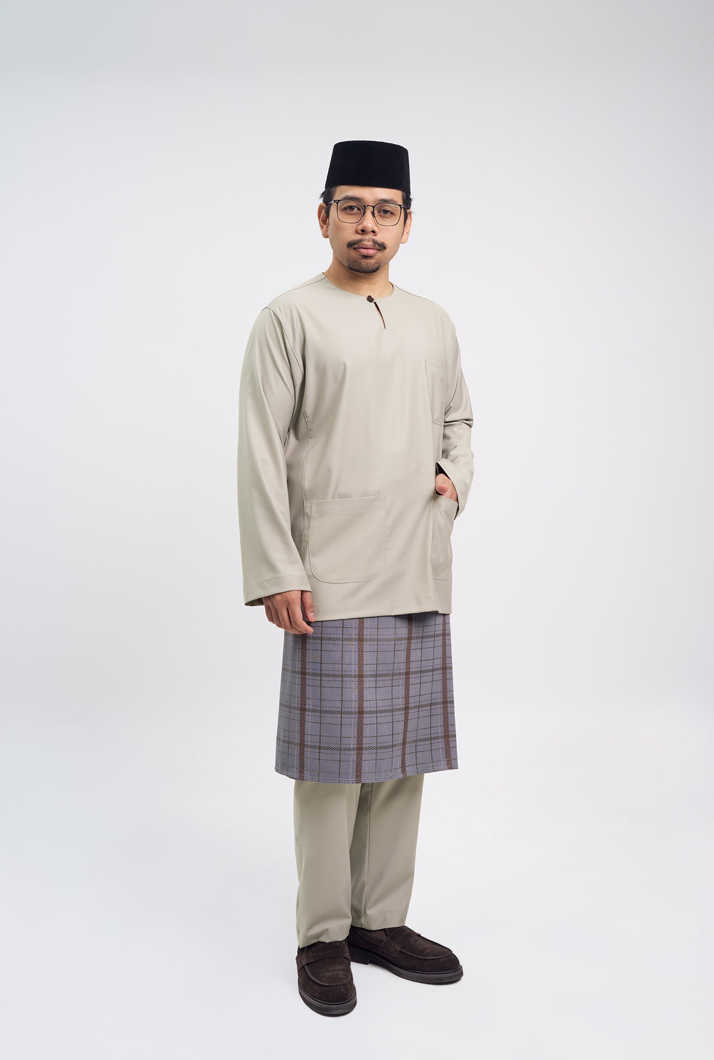 Patawali Classic Fit Baju Melayu Teluk Belanga - Light Taupe