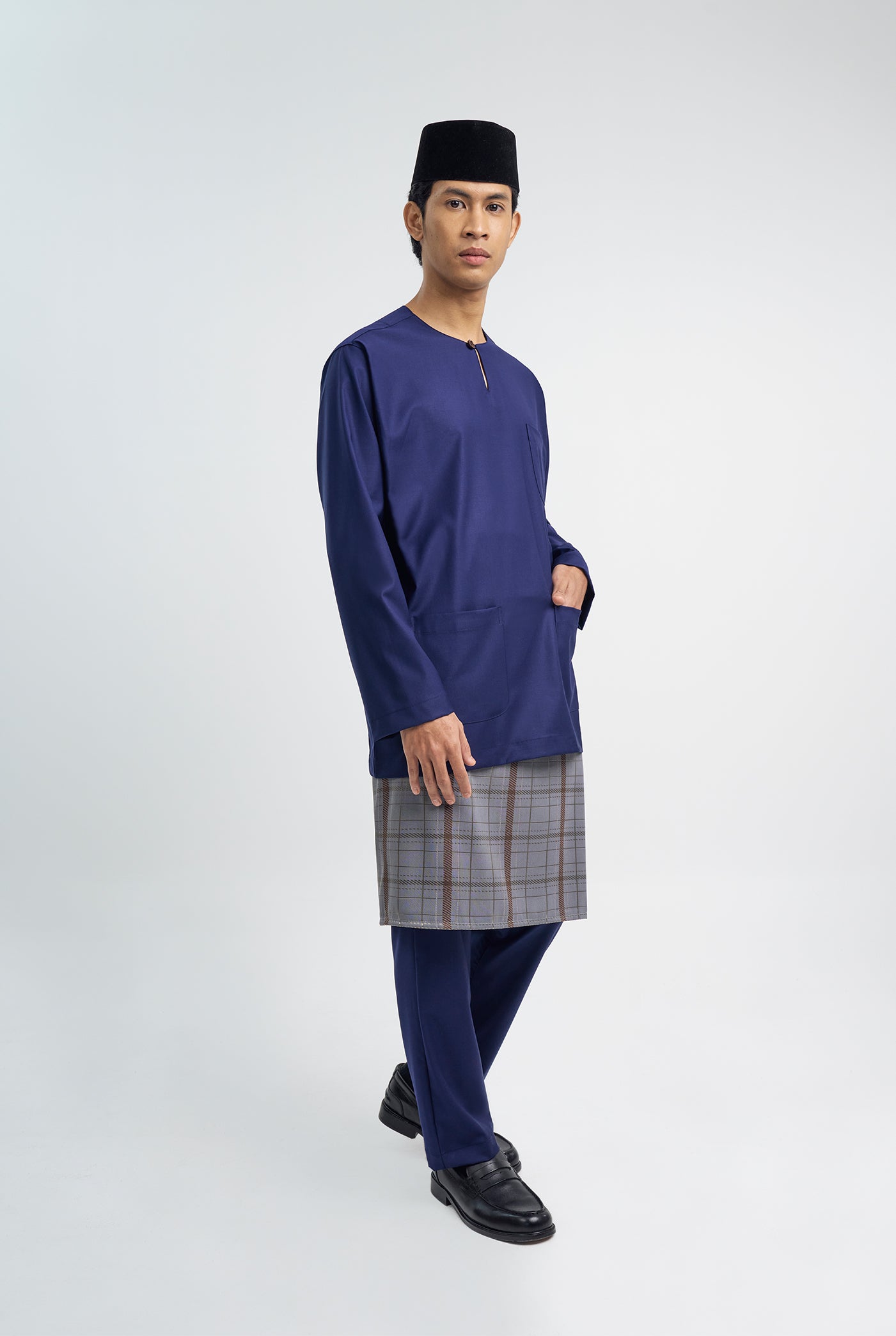 Patawali Classic Fit Baju Melayu Teluk Belanga - Dark Navy