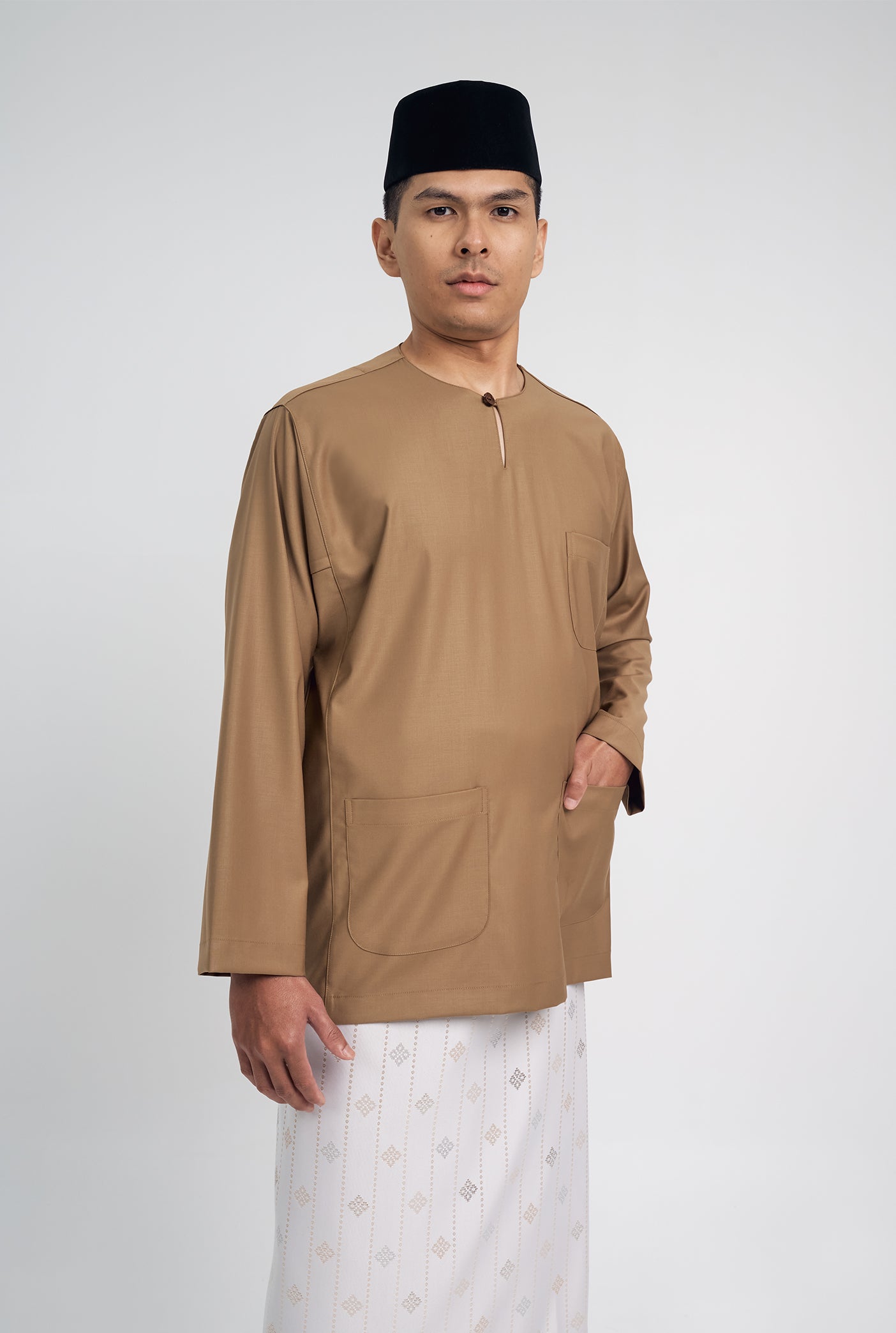 Patawali Classic Fit Baju Melayu Teluk Belanga - Hazel Brown