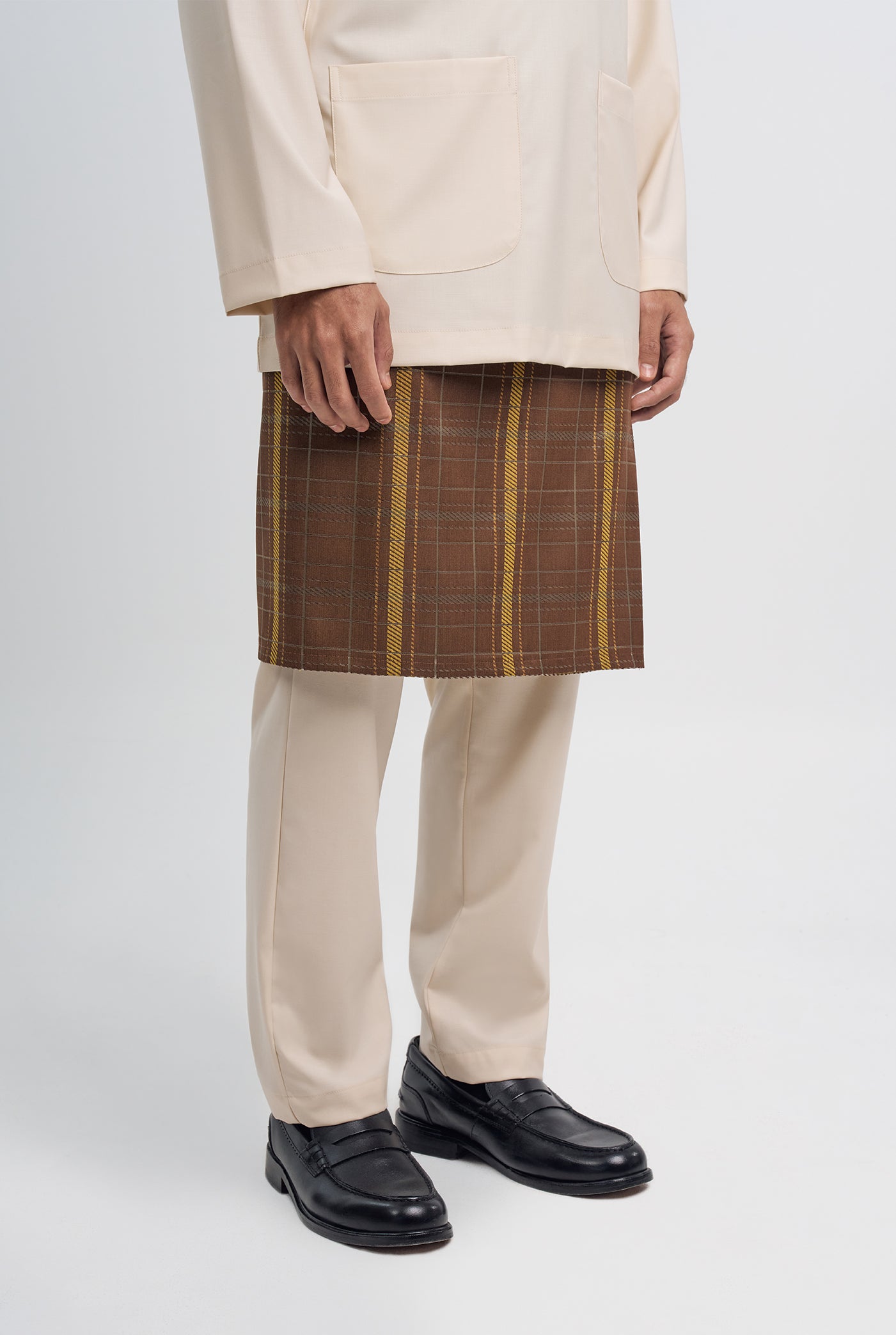 Patawali Classic Fit Baju Melayu Teluk Belanga - Ecru Beige