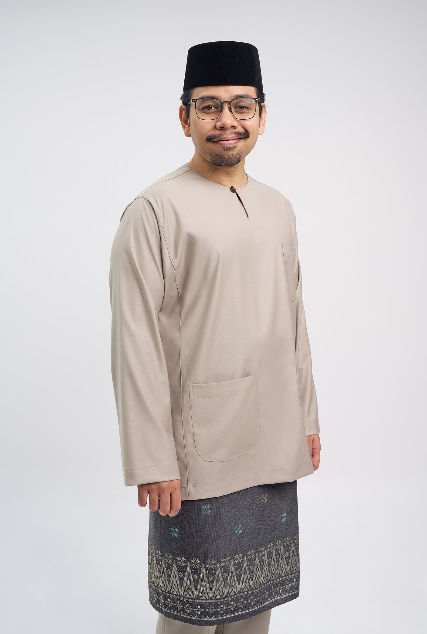 Patawali Classic Fit Baju Melayu Teluk Belanga - Light Olive