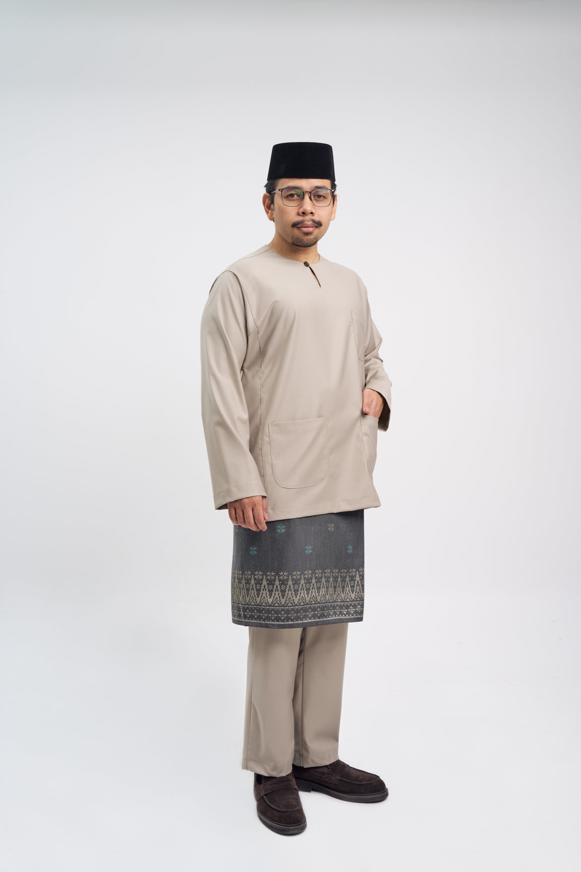 Patawali Classic Fit Baju Melayu Teluk Belanga - Light Olive