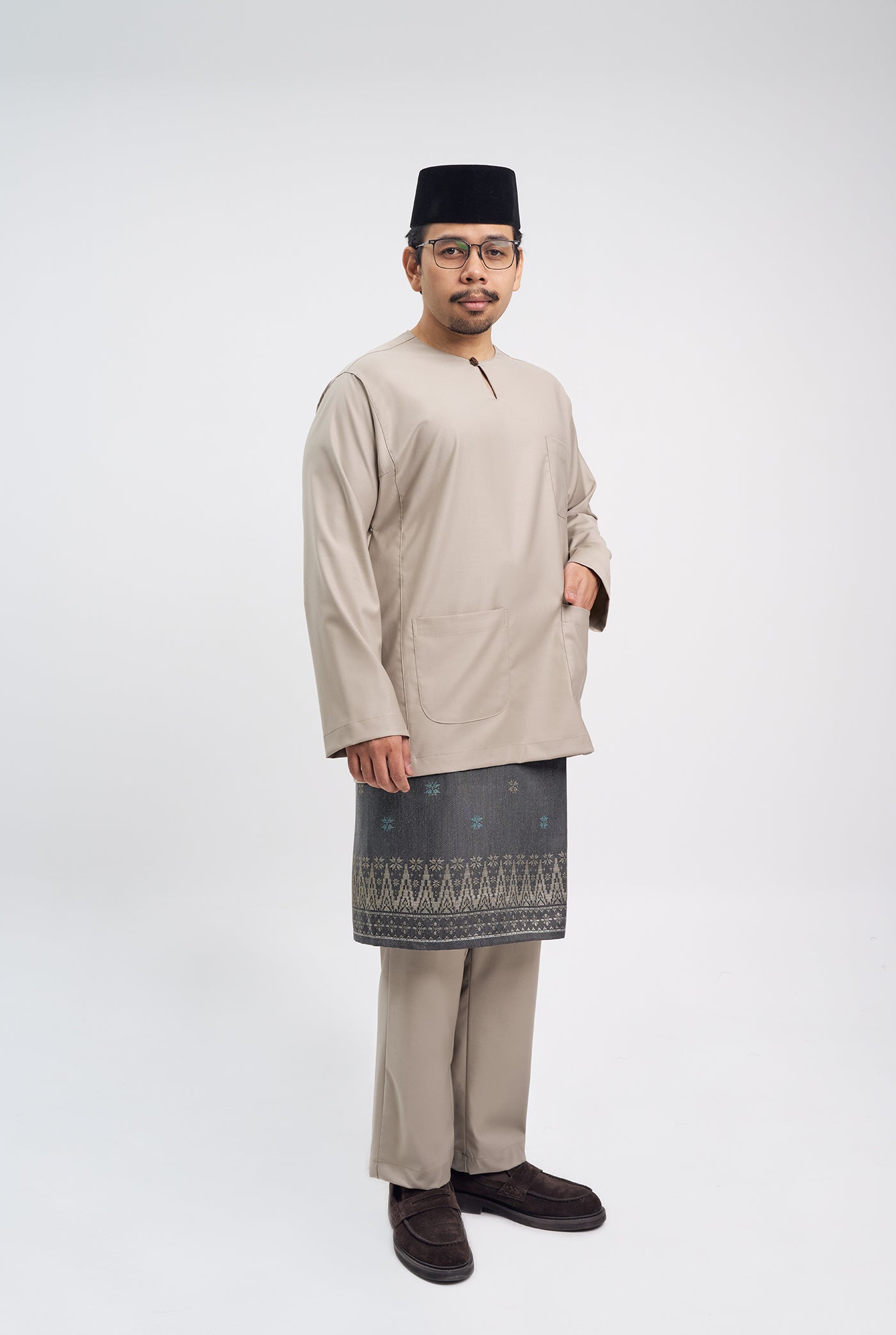 Patawali Classic Fit Baju Melayu Teluk Belanga - Light Olive