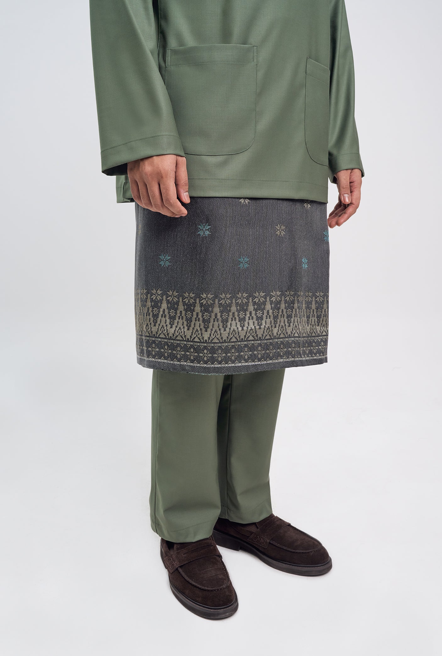Patawali Classic Fit Baju Melayu Teluk Belanga - Pickle Green