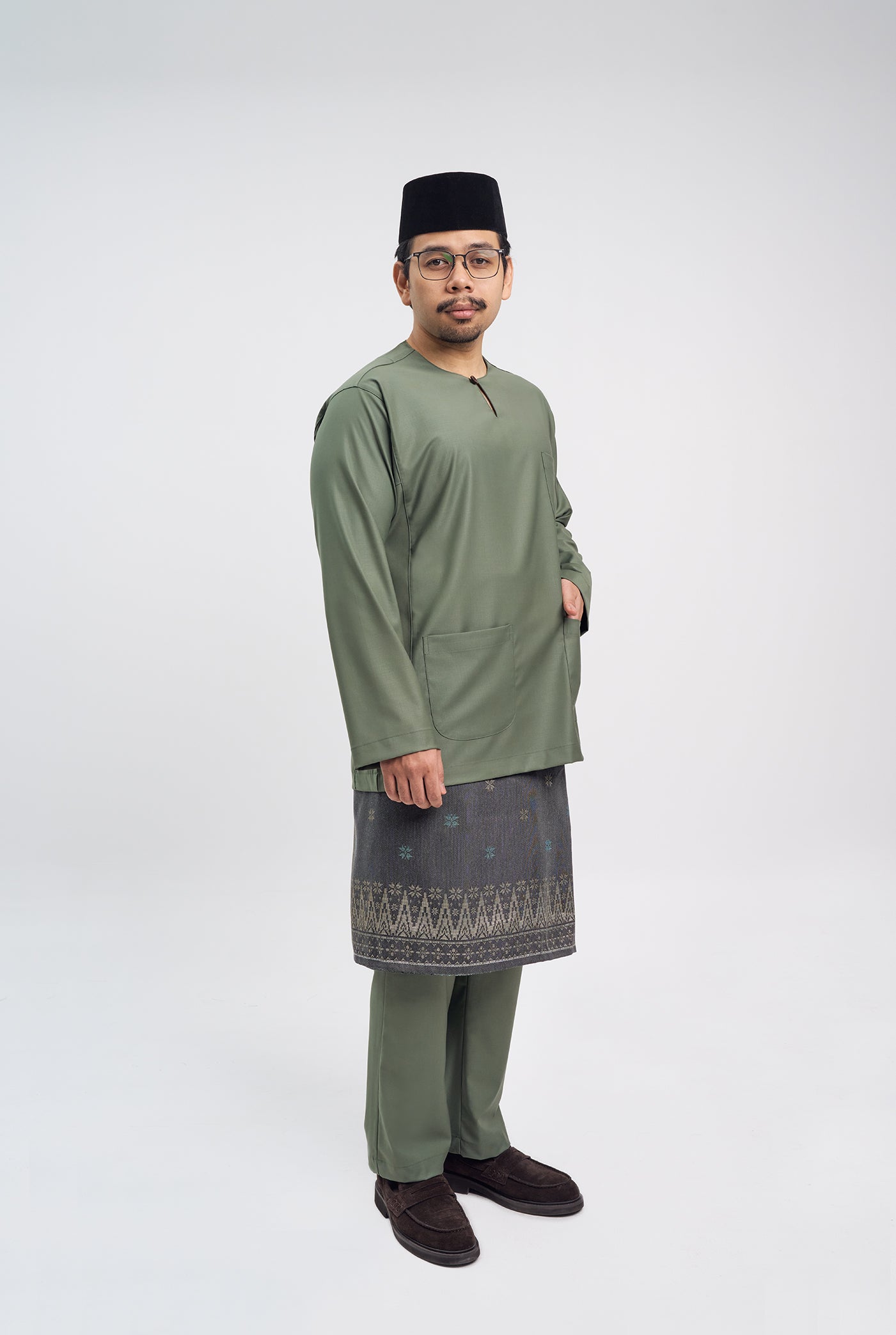 Patawali Classic Fit Baju Melayu Teluk Belanga - Pickle Green
