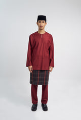 Patawali Classic Fit Baju Melayu Teluk Belanga - Mahogany Red