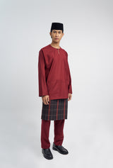 Patawali Classic Fit Baju Melayu Teluk Belanga - Mahogany Red
