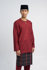 Patawali Classic Fit Baju Melayu Teluk Belanga - Mahogany Red