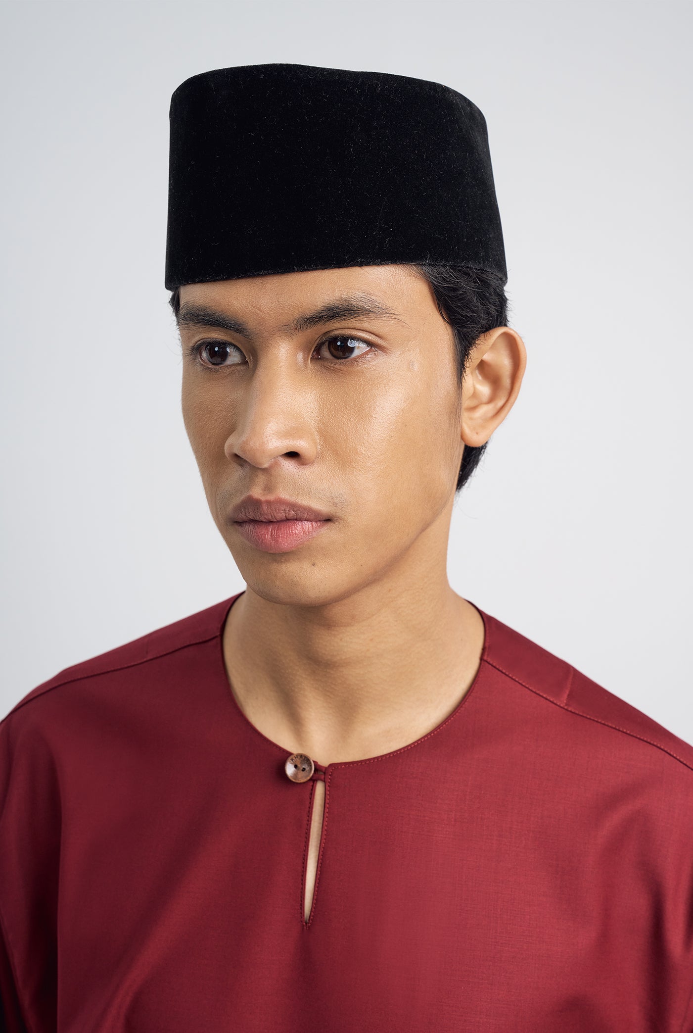 Patawali Classic Fit Baju Melayu Teluk Belanga - Mahogany Red