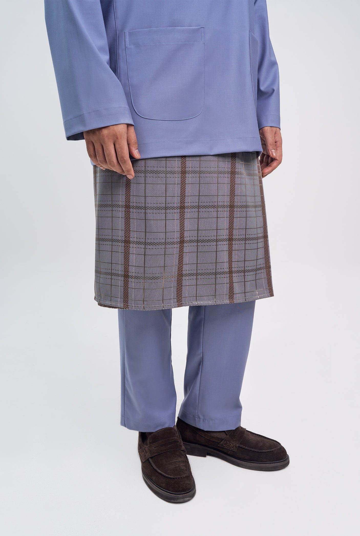 Patawali Classic Fit Baju Melayu Teluk Belanga - Stone Blue