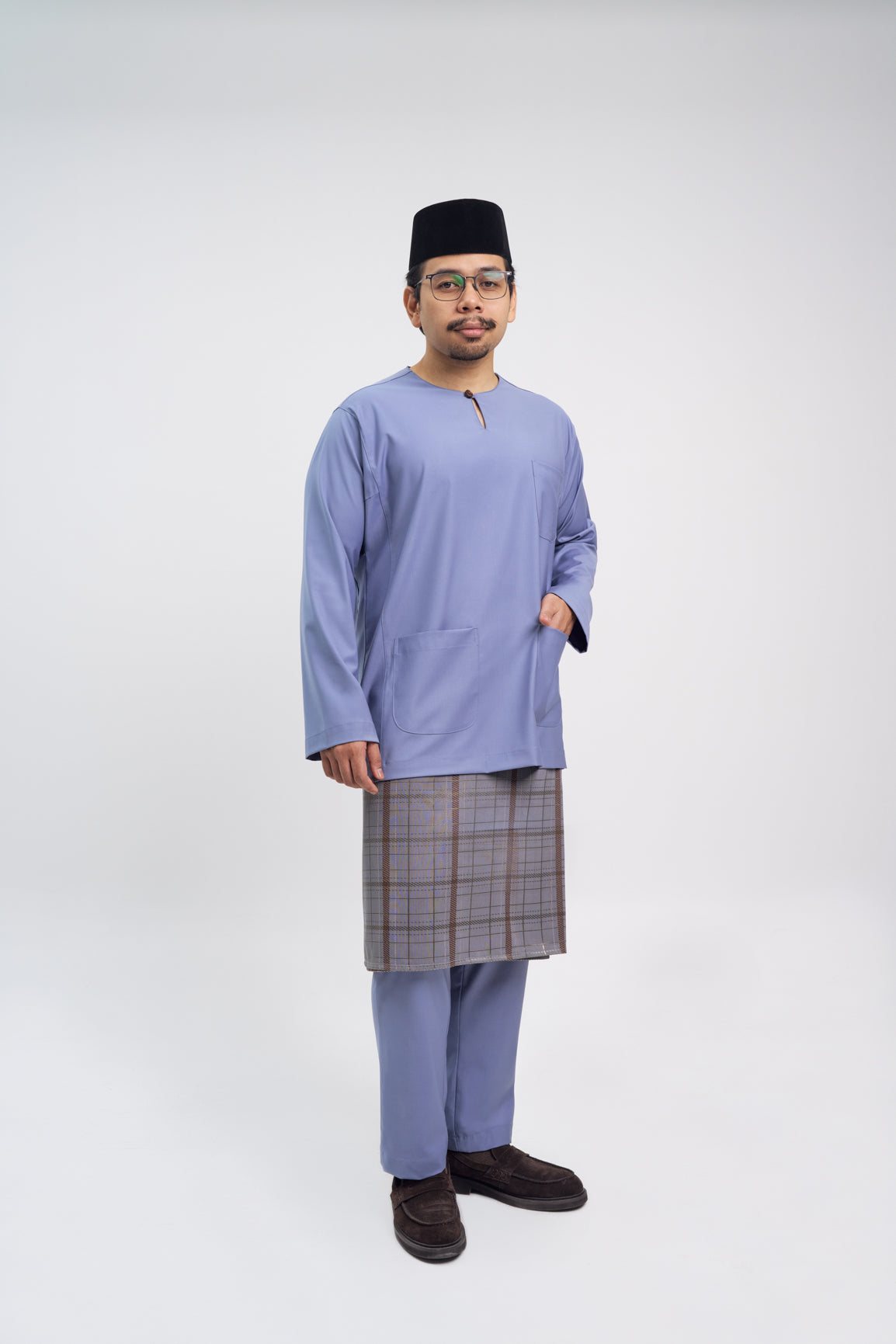 Patawali Classic Fit Baju Melayu Teluk Belanga - Stone Blue