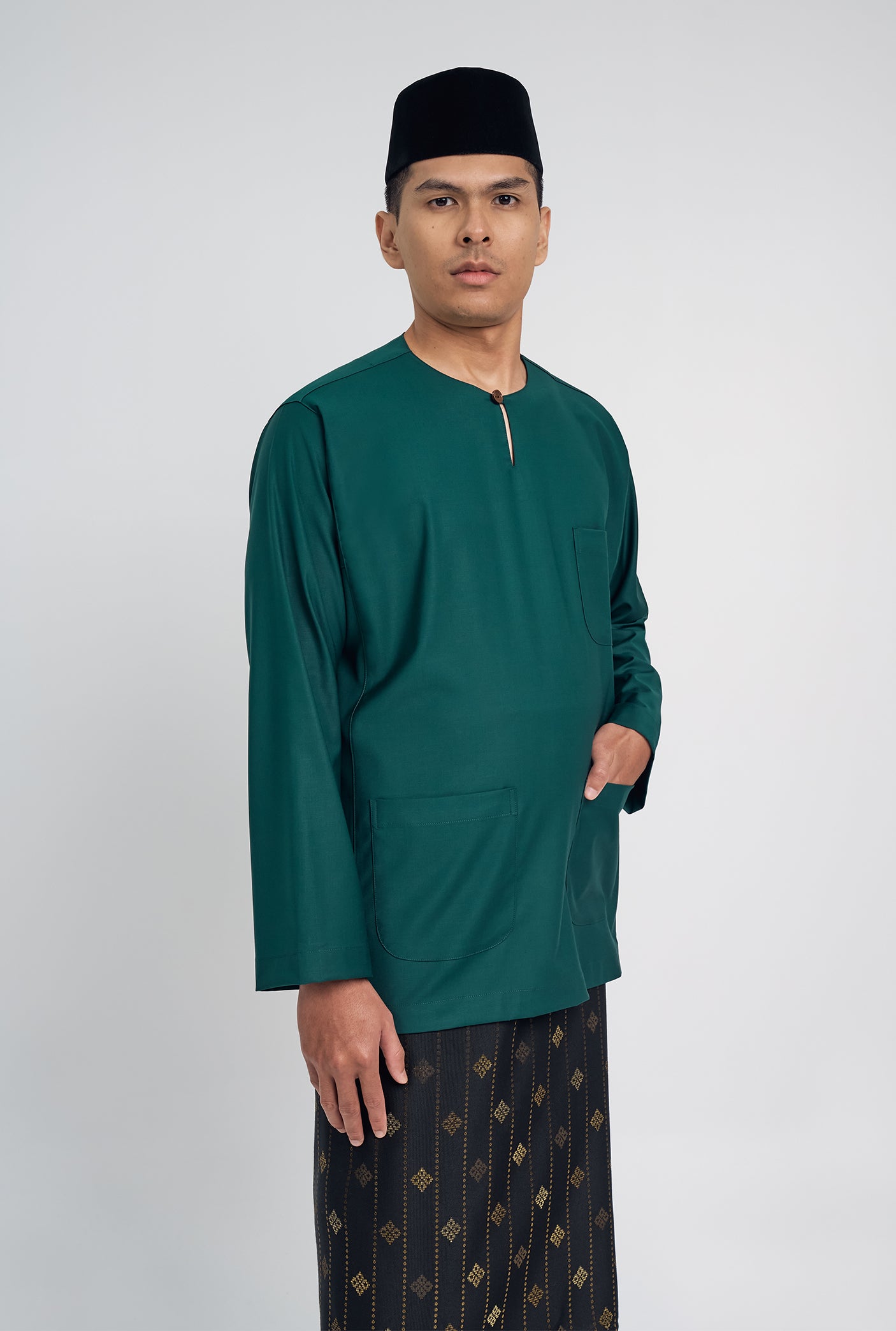 Patawali Classic Fit Baju Melayu Teluk Belanga - Emerald Green