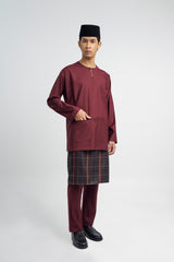 Patawali Classic Fit Baju Melayu Teluk Belanga - Burgundy Red