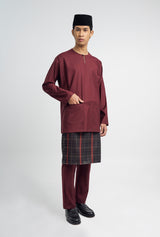 Patawali Classic Fit Baju Melayu Teluk Belanga - Burgundy Red
