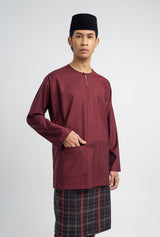 Patawali Classic Fit Baju Melayu Teluk Belanga - Burgundy Red