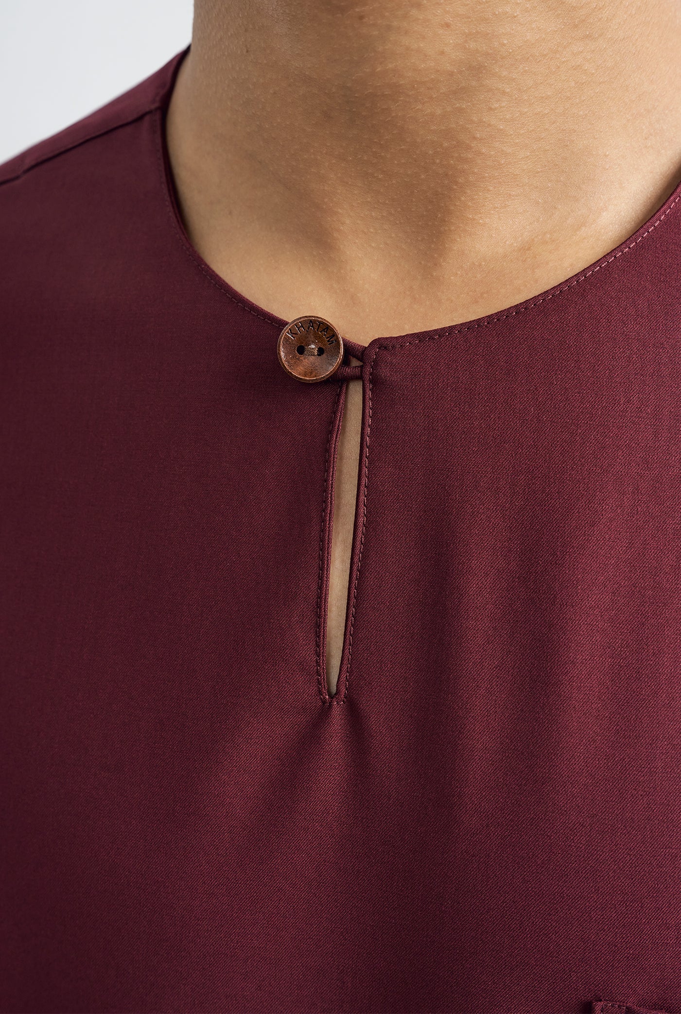 Patawali Classic Fit Baju Melayu Teluk Belanga - Burgundy Red