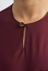 Patawali Classic Fit Baju Melayu Teluk Belanga - Burgundy Red