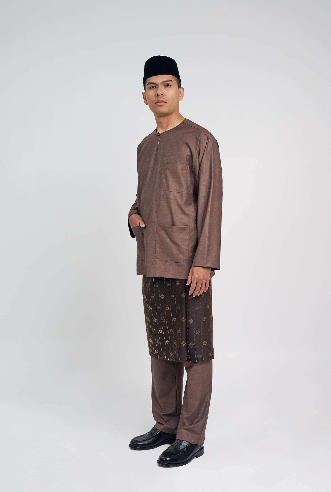 Patawali Classic Fit Baju Melayu Teluk Belanga - Espresso