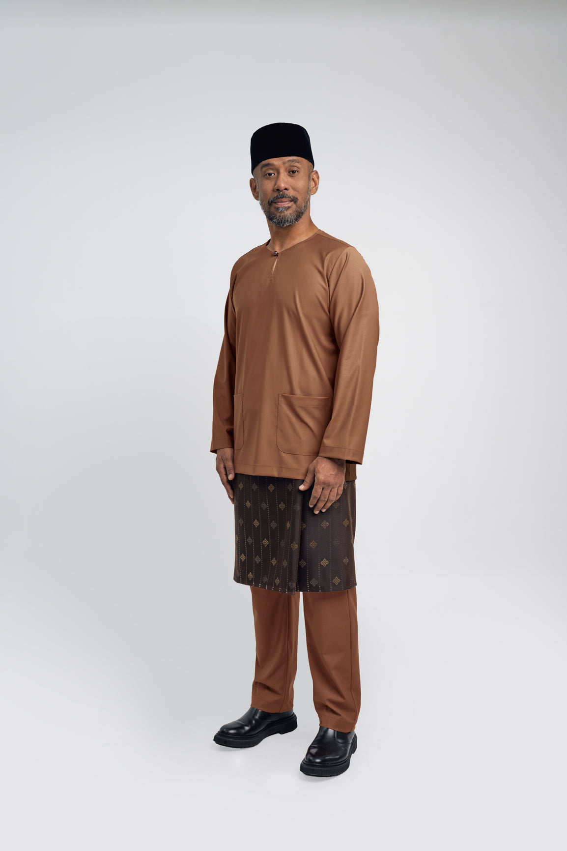 Patawali Modern Fit Baju Melayu Teluk Belanga - Coffee Brown