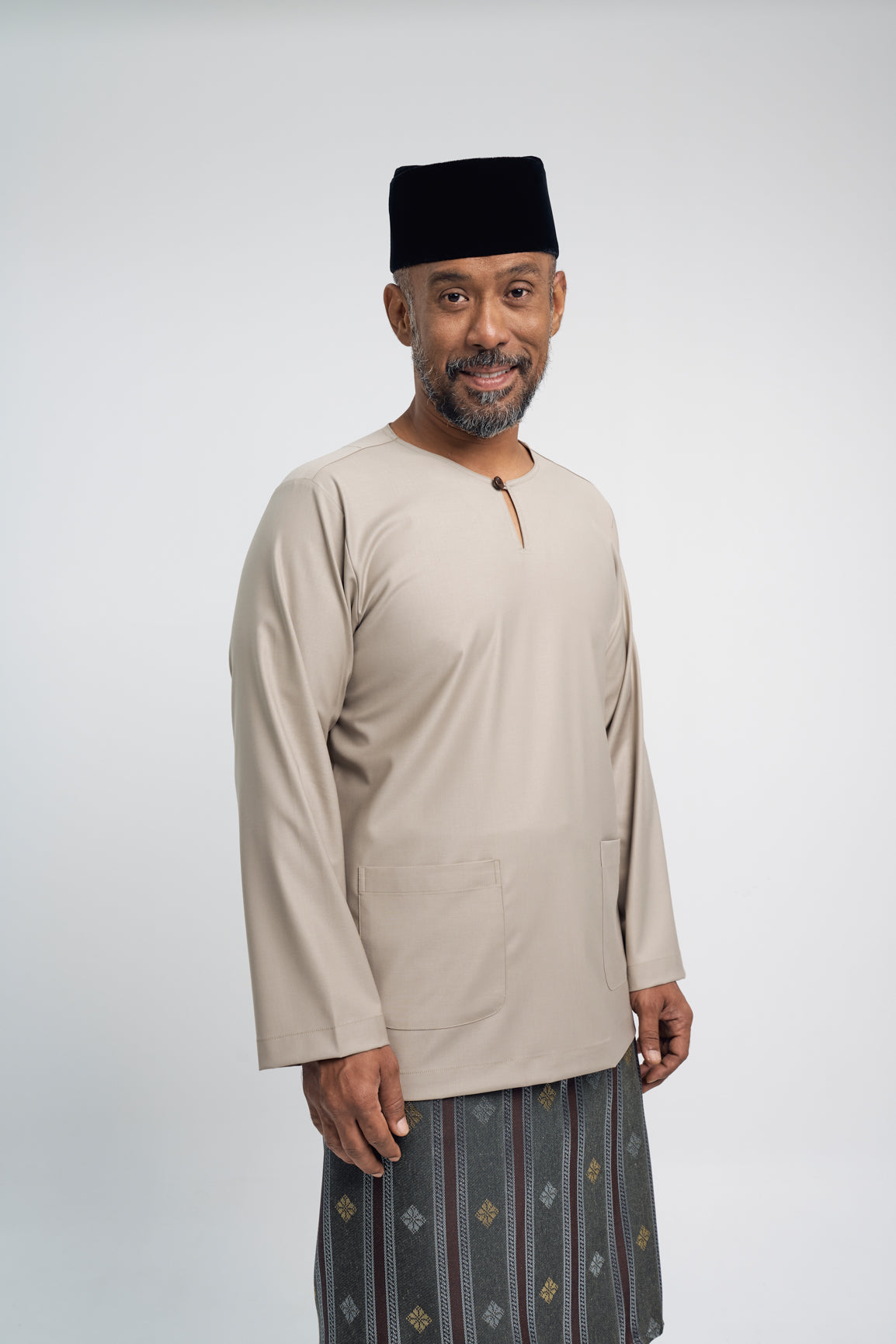 Patawali Modern Fit Baju Melayu Teluk Belanga - Light Olive