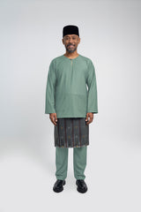 Patawali Modern Fit Baju Melayu Teluk Belanga - Grass Green