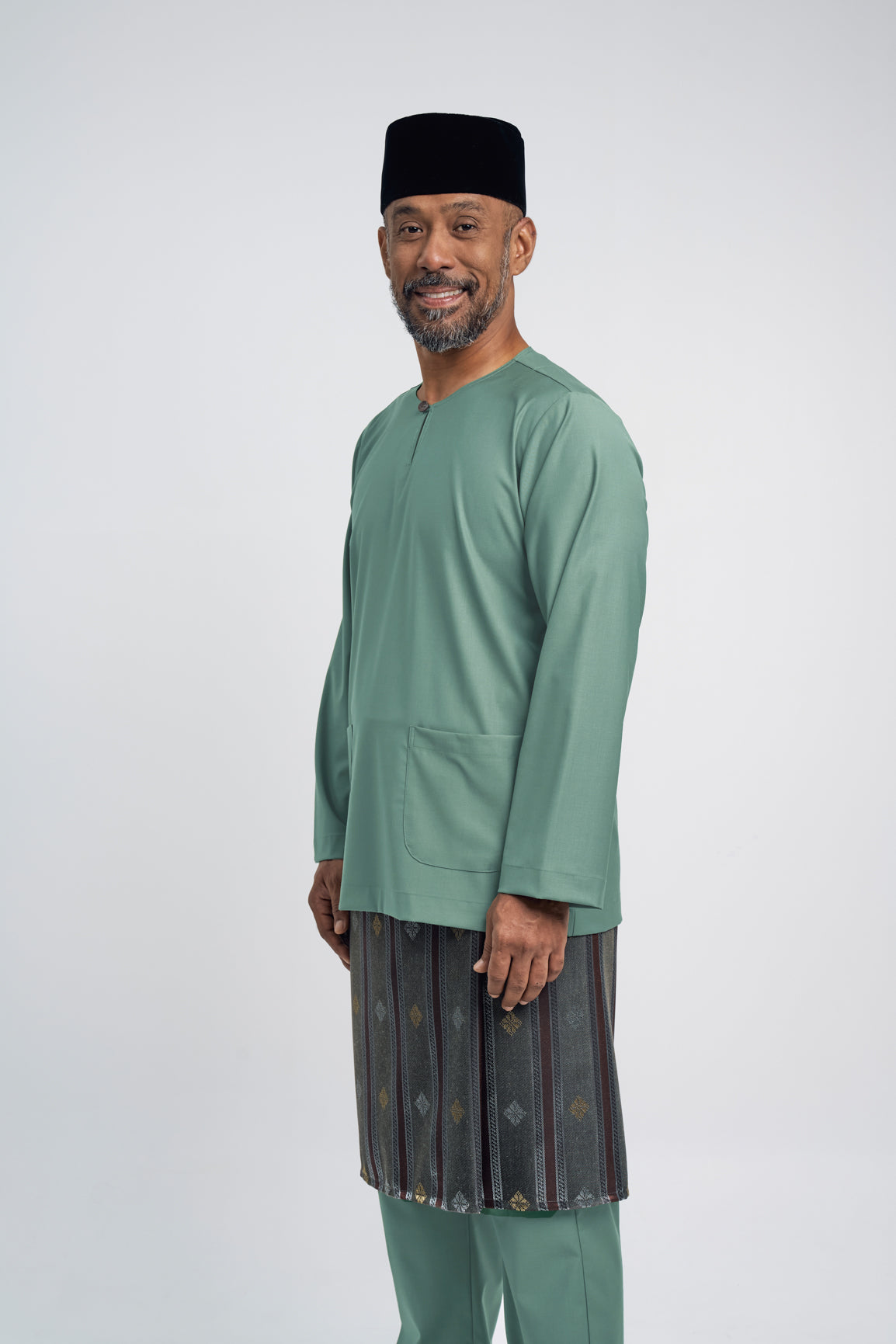 Patawali Modern Fit Baju Melayu Teluk Belanga - Grass Green