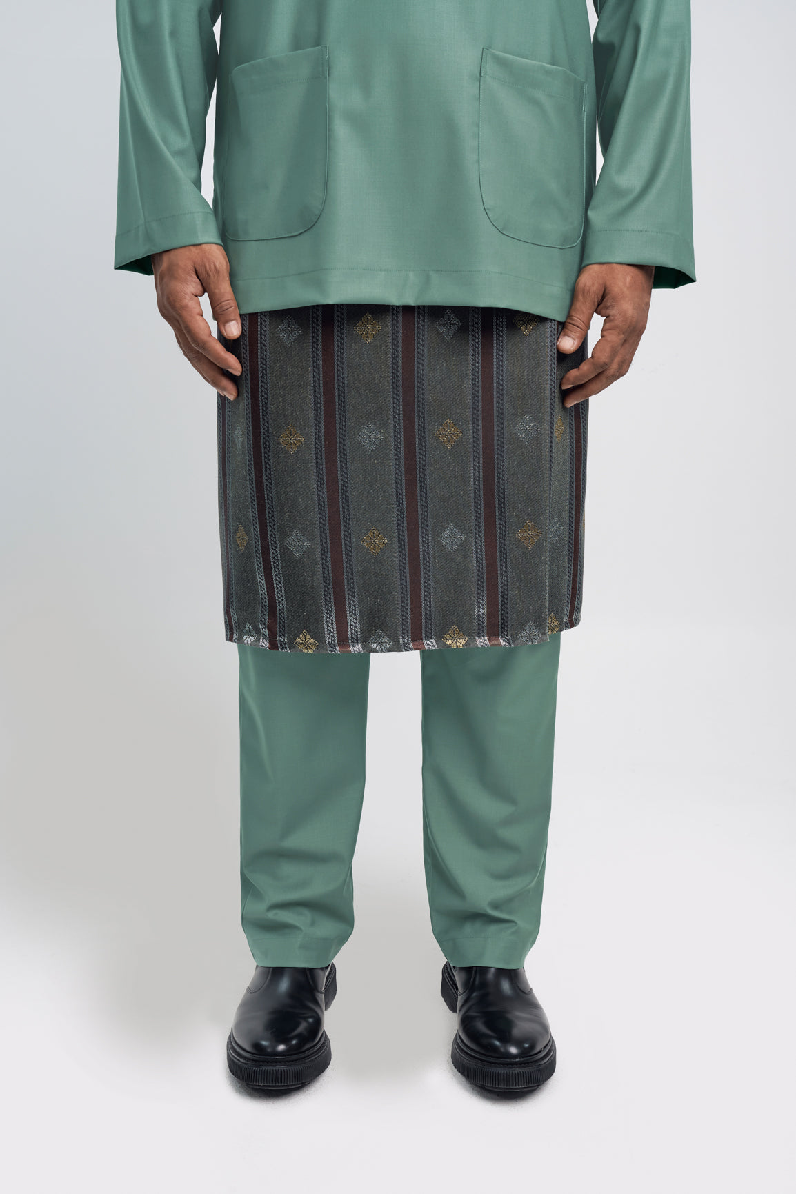 Patawali Modern Fit Baju Melayu Teluk Belanga - Grass Green