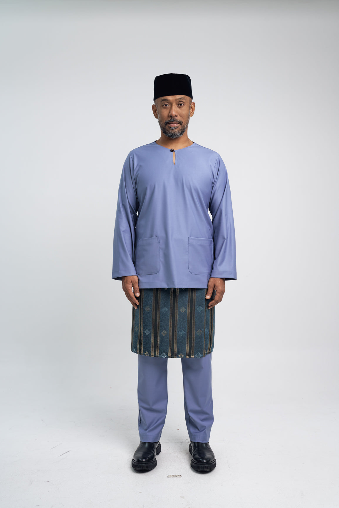 Patawali Modern Fit Baju Melayu Teluk Belanga - Stone Blue