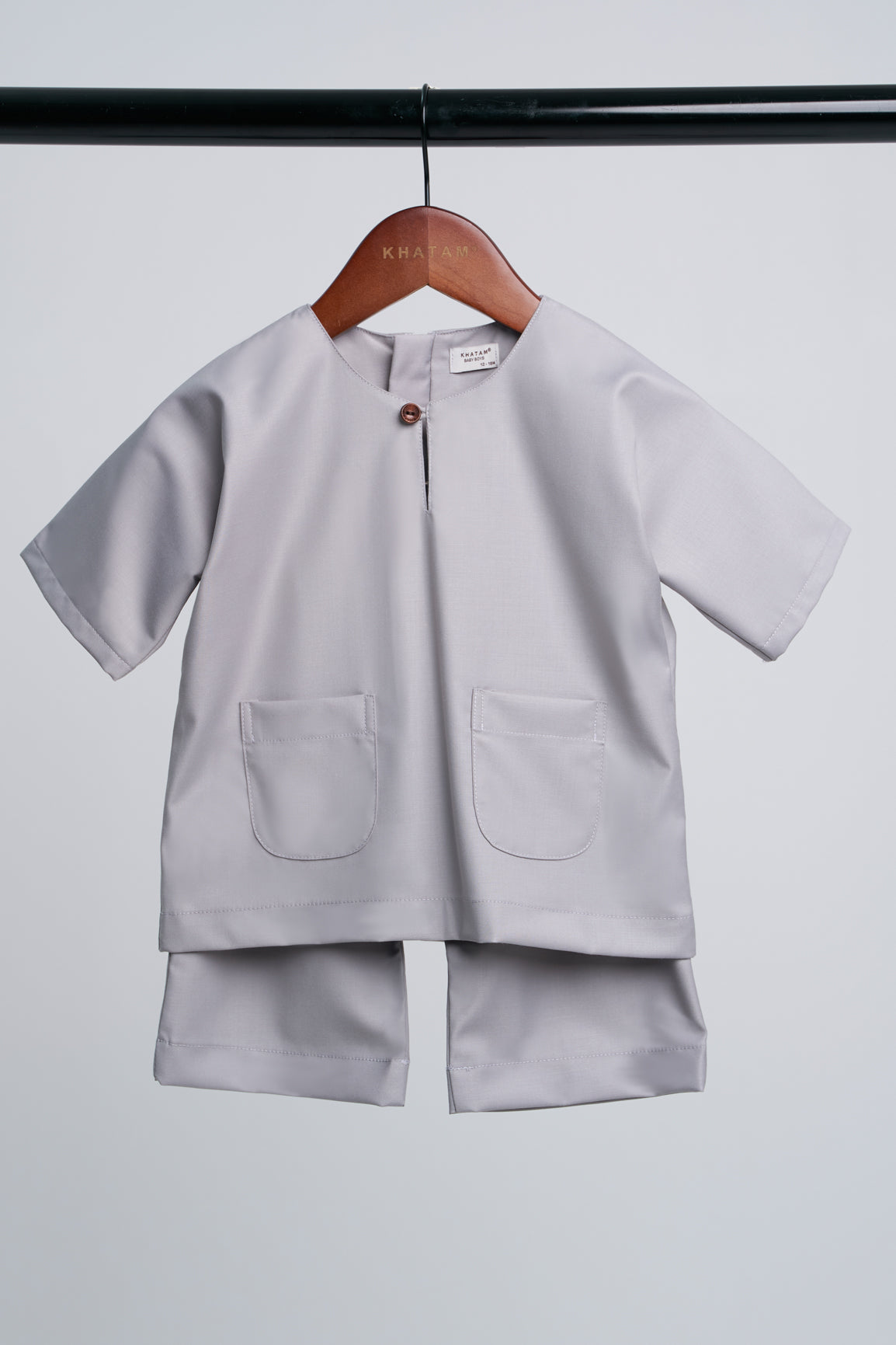 Patawali Baby Boys Baju Melayu Teluk Belanga - Ash Grey