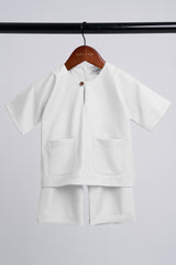 Patawali Baby Boys Baju Melayu Teluk Belanga - Antique White