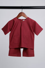 Patawali Baby Boys Baju Melayu Teluk Belanga - Mahogany Red