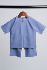 Patawali Baby Boys Baju Melayu Teluk Belanga - Stone Blue