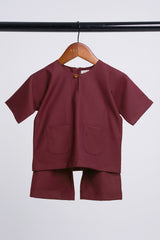 Patawali Baby Boys Baju Melayu Teluk Belanga - Burgundy Red