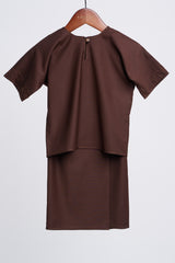 Patawali Baby Girls Baju Kurung - Dark Brown
