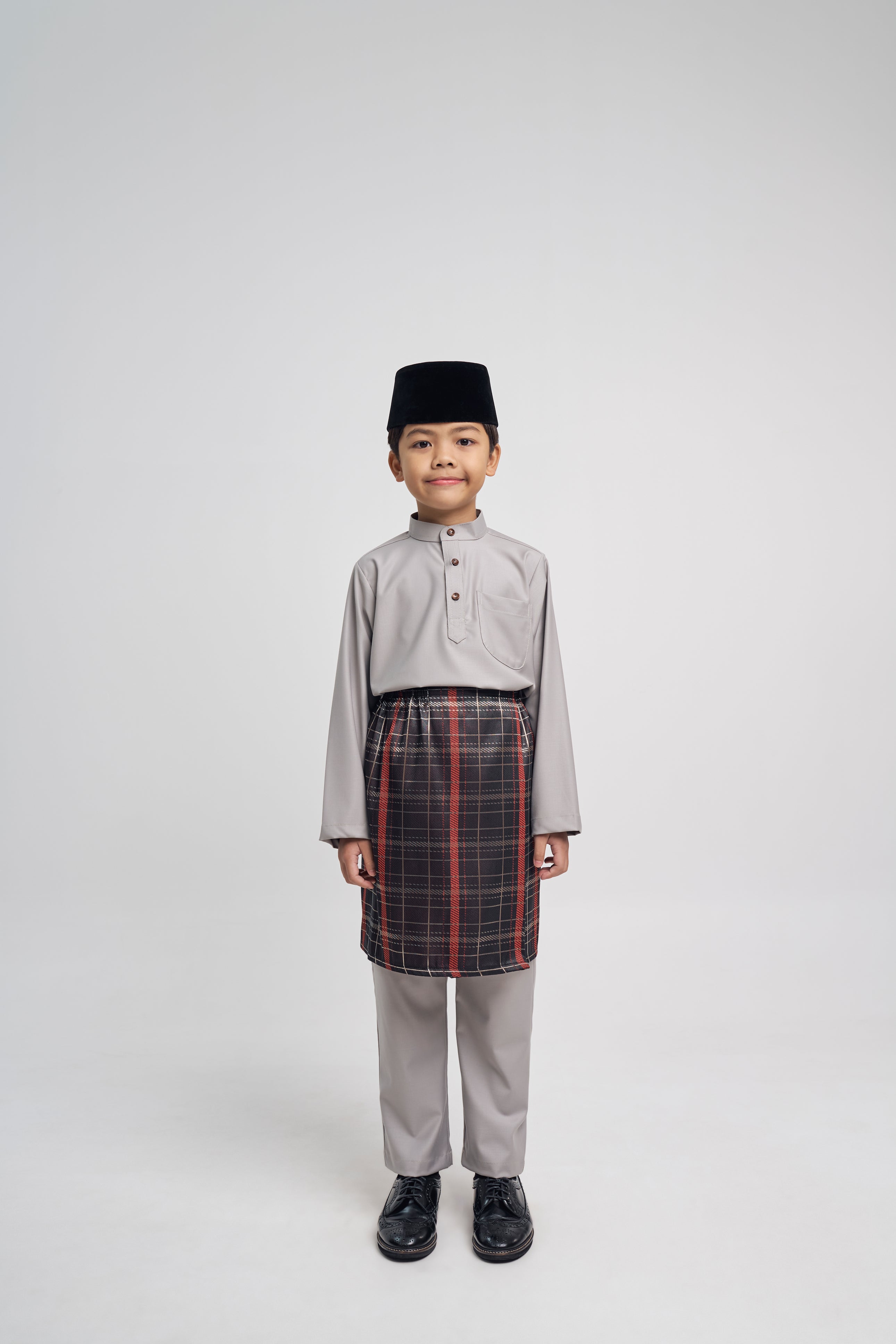 Patawali Boys Baju Melayu Cekak Musang - Ash Grey