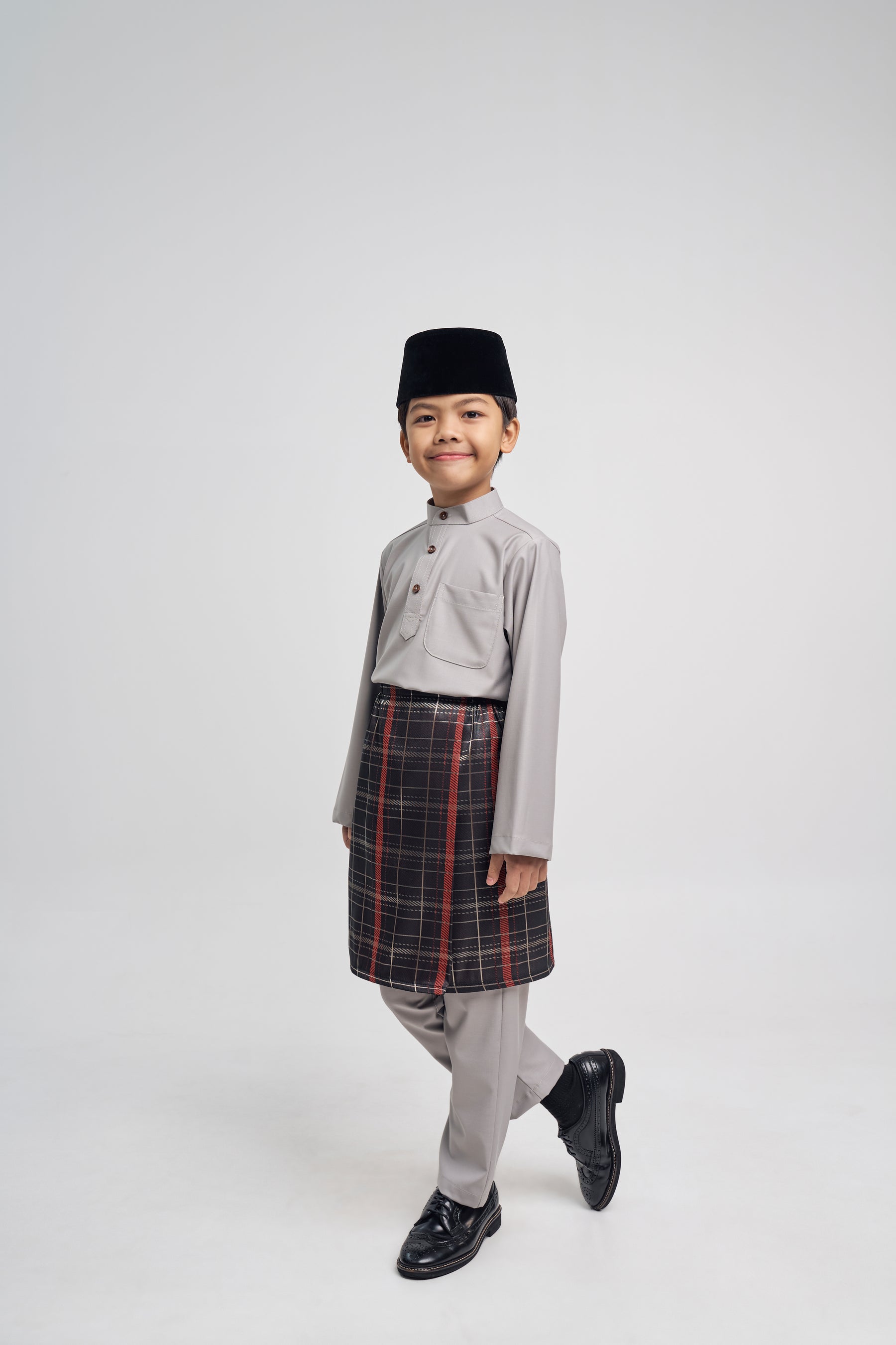 Patawali Boys Baju Melayu Cekak Musang - Ash Grey