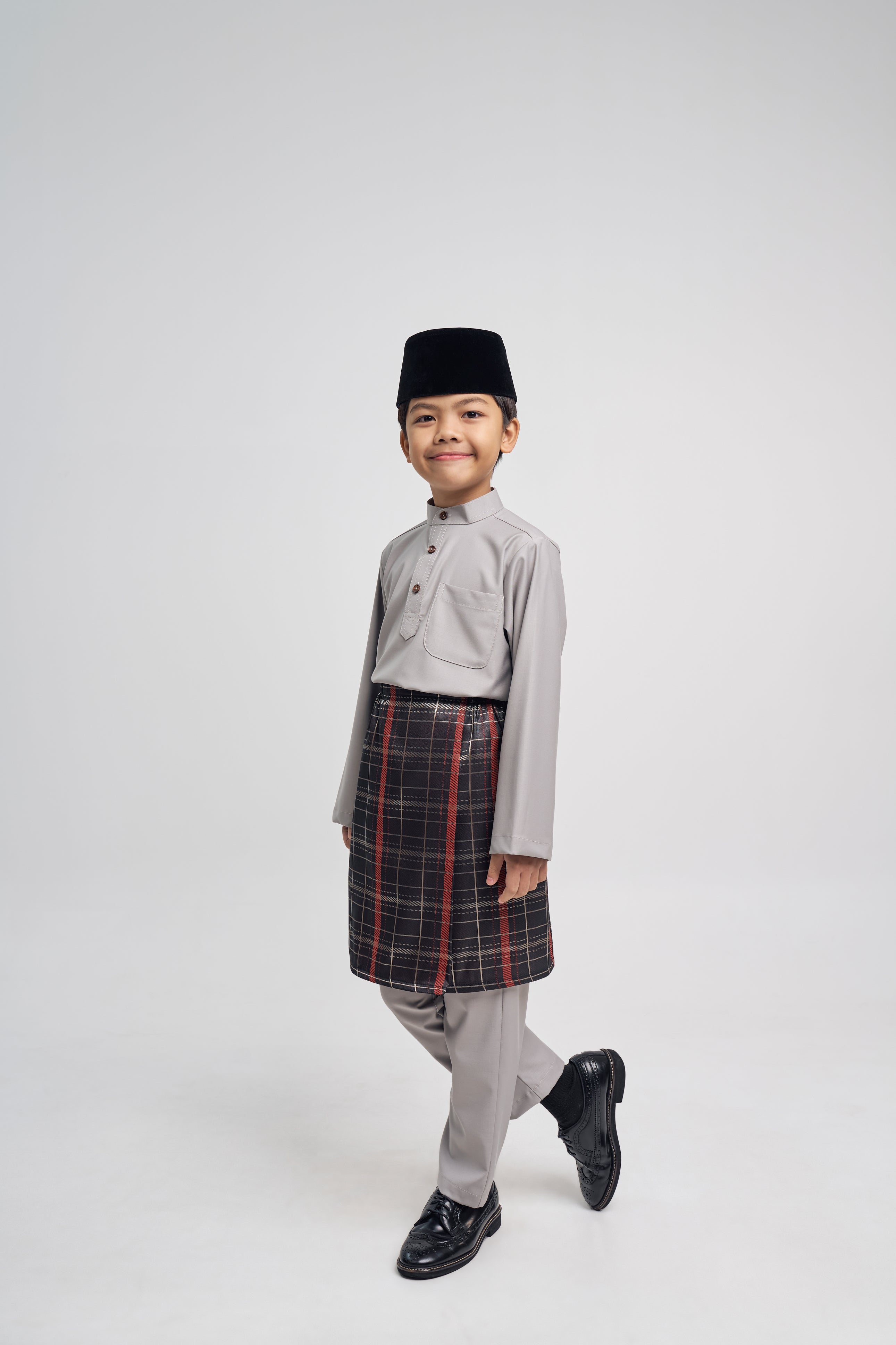 Patawali Boys Baju Melayu Cekak Musang - Ash Grey