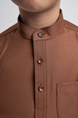 Patawali Boys Baju Melayu Cekak Musang - Coffee Brown