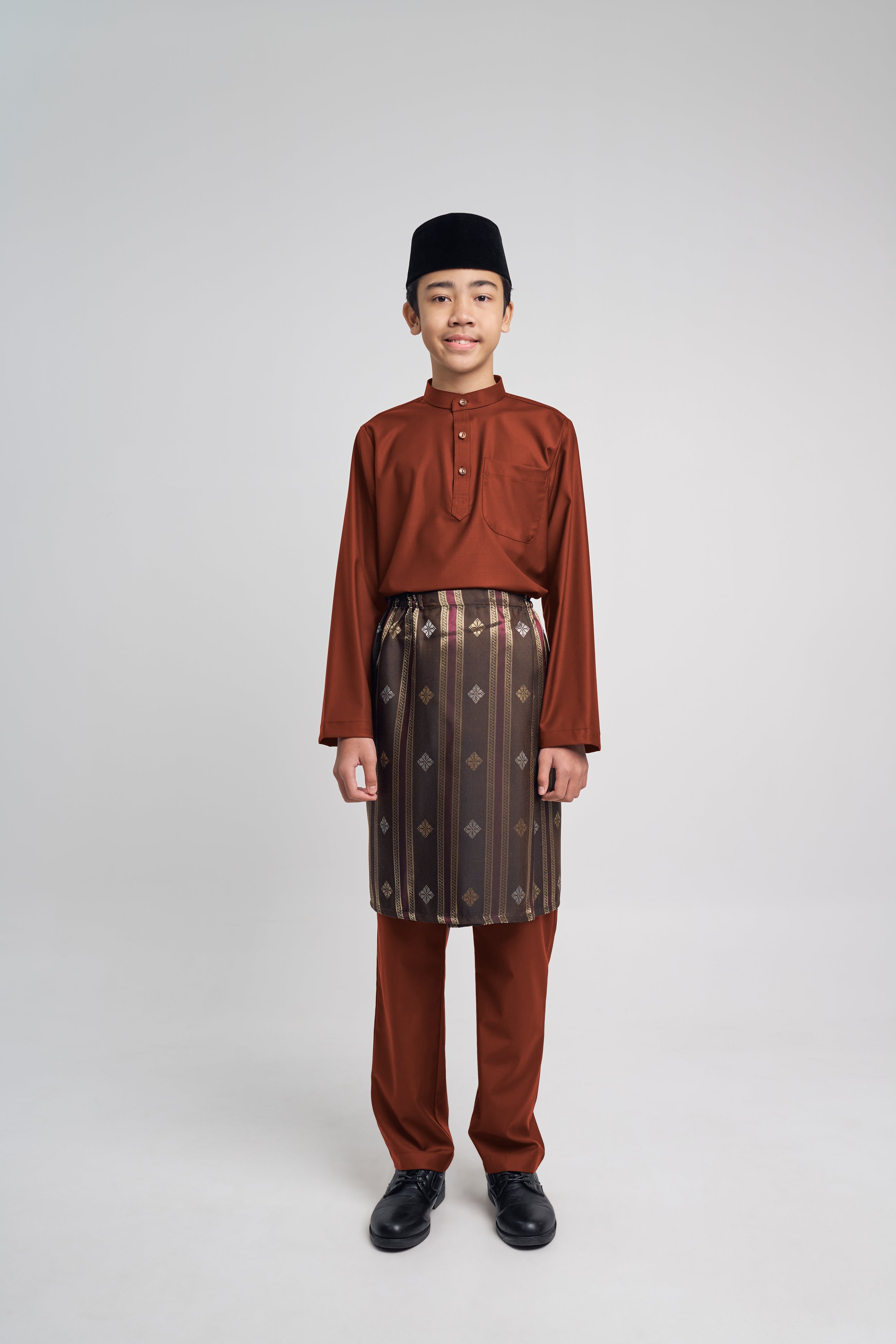 Patawali Boys Baju Melayu Cekak Musang - Bean Brown