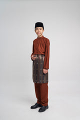 Patawali Boys Baju Melayu Cekak Musang - Bean Brown