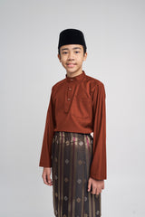 Patawali Boys Baju Melayu Cekak Musang - Bean Brown