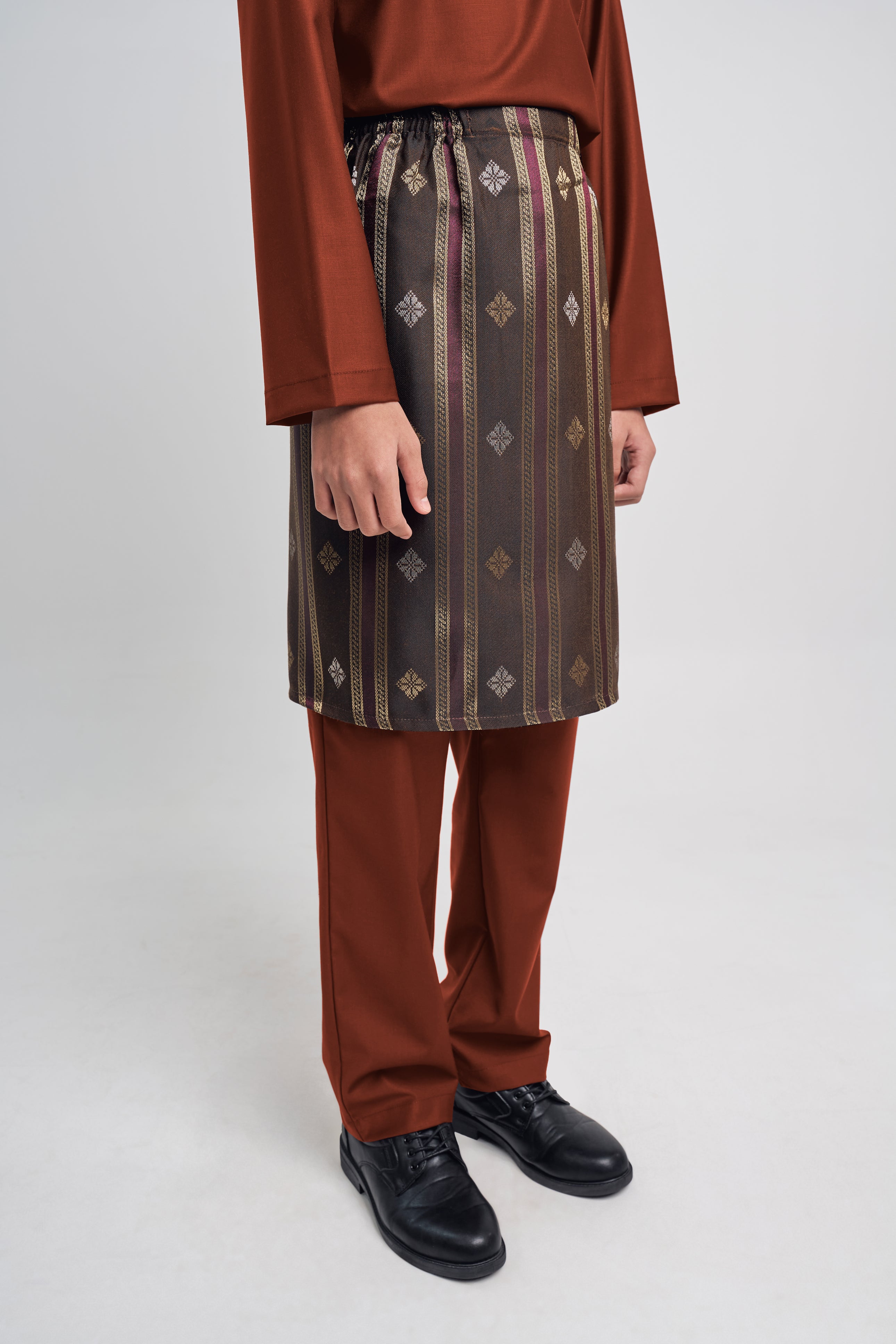 Patawali Boys Baju Melayu Cekak Musang - Bean Brown