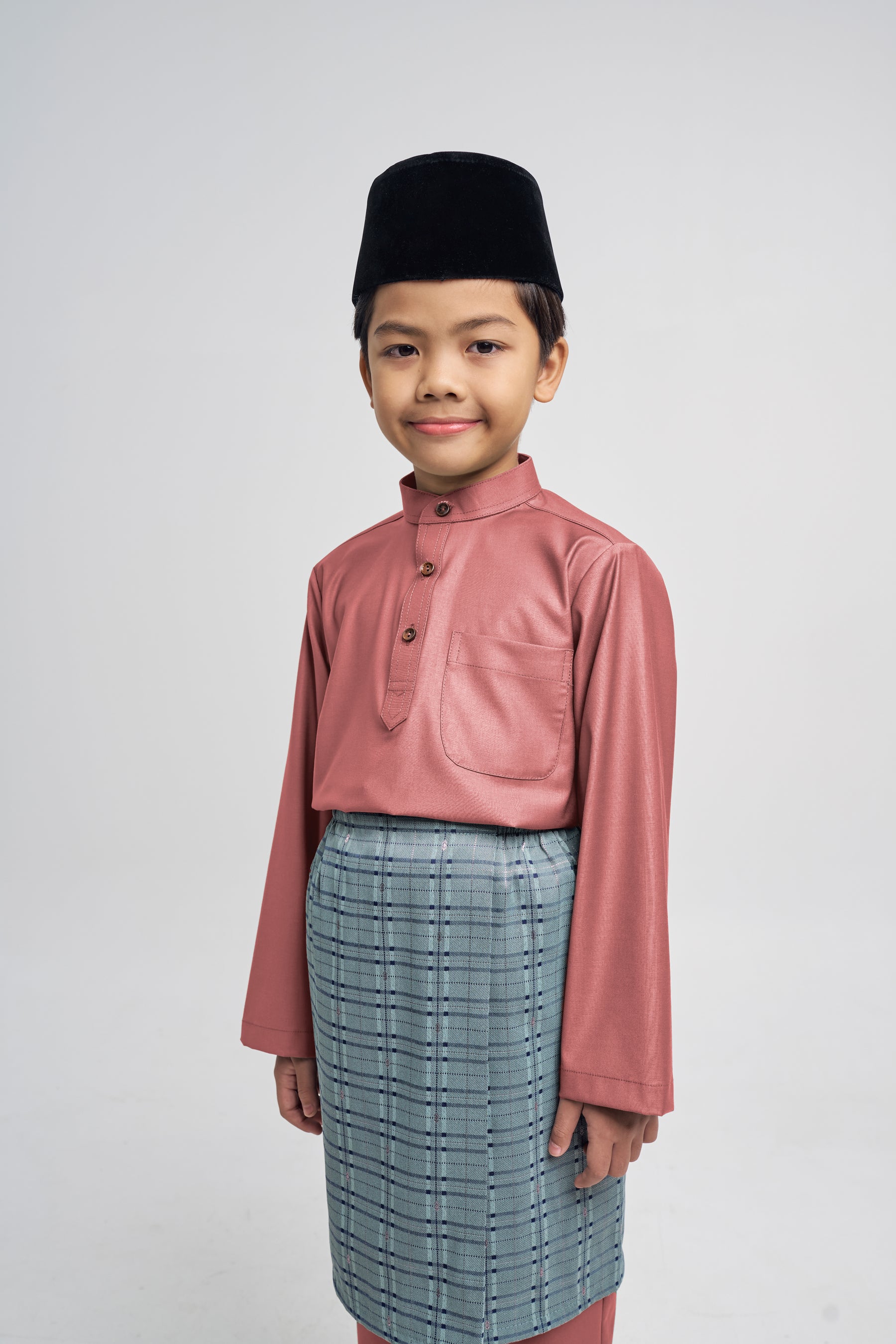 Patawali Boys Baju Melayu Cekak Musang - Smokey Pink
