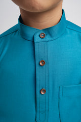 Patawali Boys Baju Melayu Cekak Musang - Turquoise
