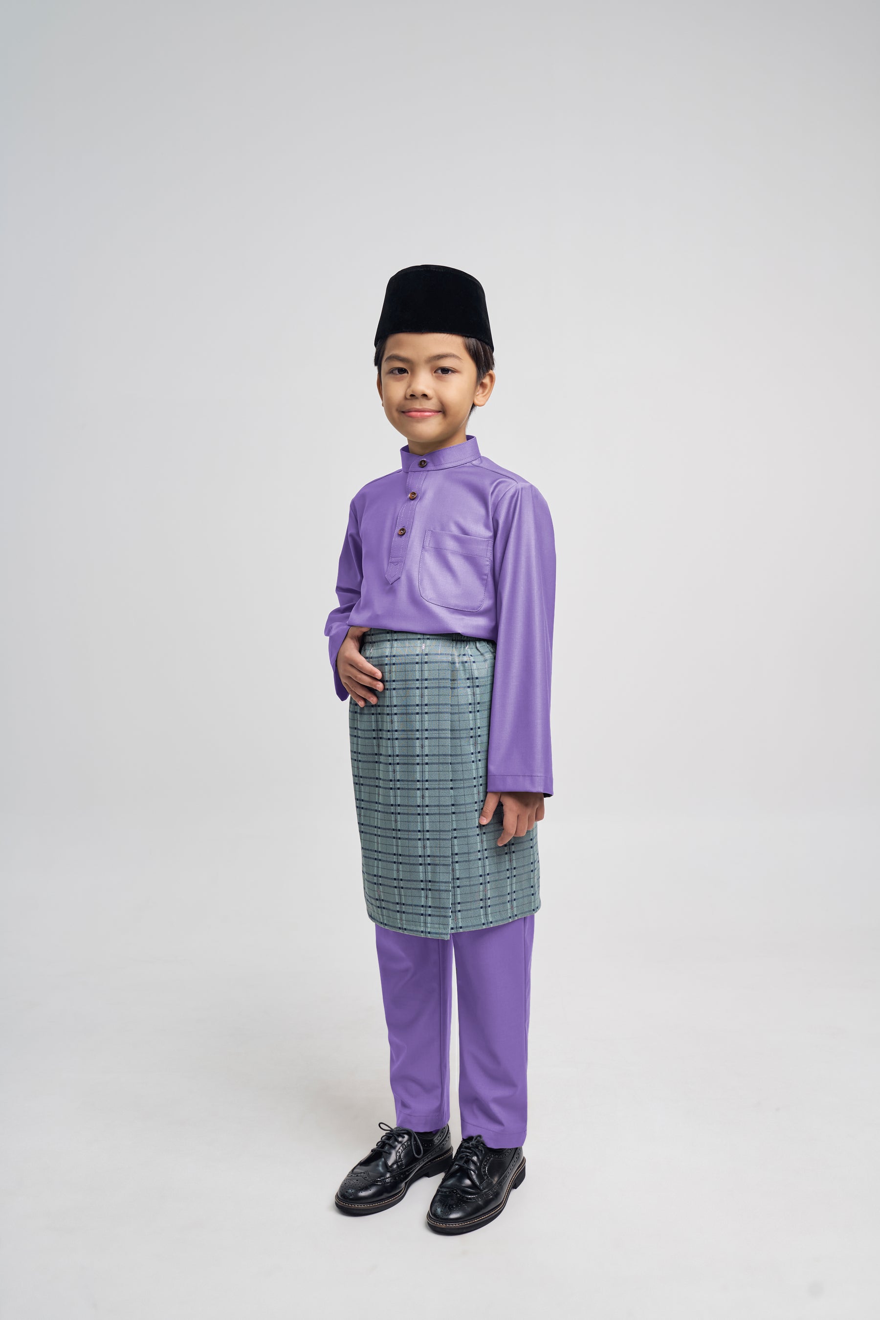 Patawali Boys Baju Melayu Cekak Musang - Purple Yam