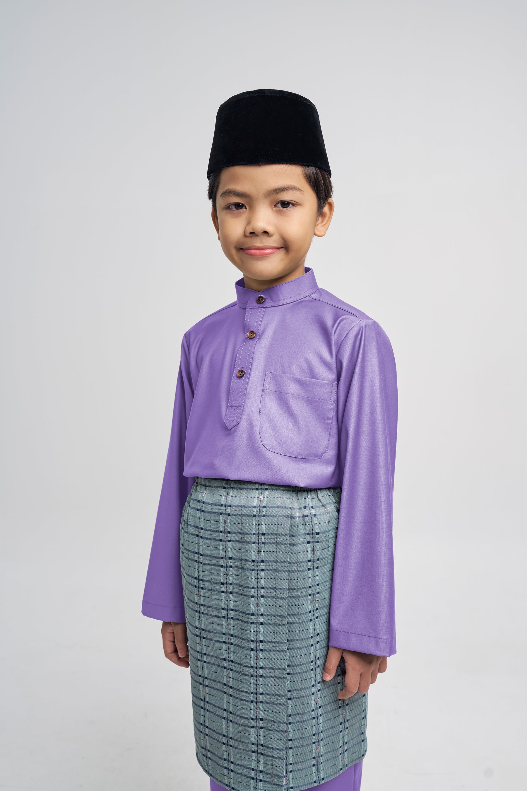 Patawali Boys Baju Melayu Cekak Musang - Purple Yam