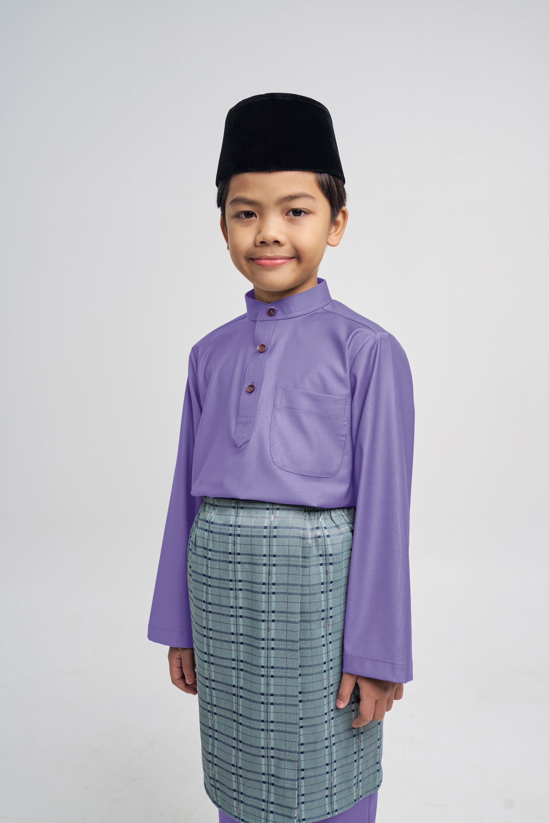 Patawali Boys Baju Melayu Cekak Musang - Purple Yam