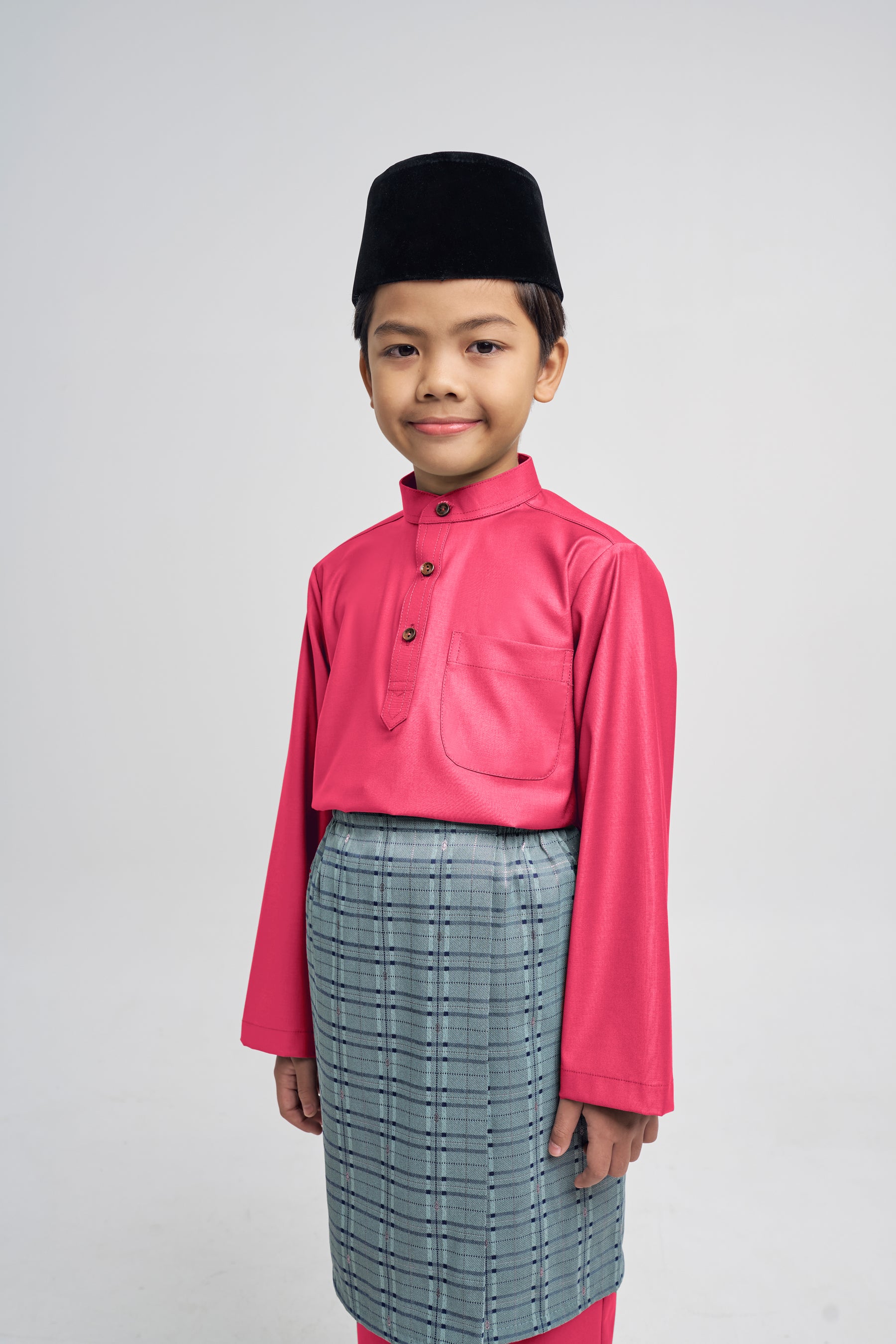 Patawali Boys Baju Melayu Cekak Musang - Rose Red