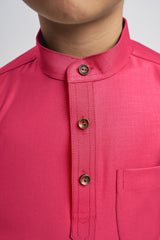 Patawali Boys Baju Melayu Cekak Musang - Rose Red